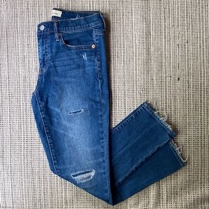 GAP Women’s Straight Leg Jeans - Dark Blue Distressed